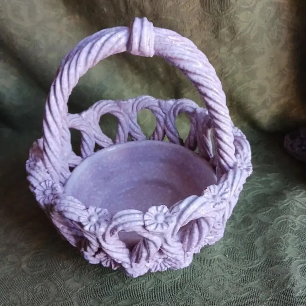 Italian Redware Pottery Easter Basket 8 in